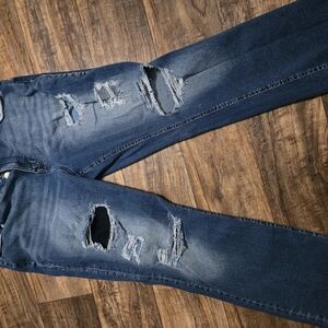 Maurices Distressed Flare Jeans - Dark Blue